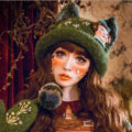 Exclusive Design Crystal Bow Girl Knitted Wool Beanies Caps Winter Warm Cat Ears Hats - Green