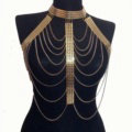 Fashion Body Chain Club Dance Tassel Alloy Punk Long Necklace Pendants Jewelry - Gold