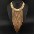 Fashion Women Long Tassel Metal Collar Necklace Punk Sweater Decor Chain - Gold