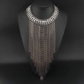 Fashion Women Long Tassel Metal Collar Necklace Punk Sweater Decor Chain - Gray