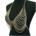 Luxury Bra Body Chain Beach Bikini Decro Pearl Pendant Necklace Jewelry - Sliver