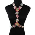 Luxury Rhinestone Flower Pendant Bib Necklace Bikini Beach Dress Decro Body Chain Jewelry - Colour