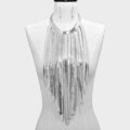 New Designer Long Tassel Choker Necklace Showgirl Punk Dress Decor Jewelry - Sliver