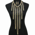 Personalized Metal Tassel Choker Chunky Necklace Punk Dress Decor Jewelry - Sliver Black