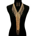 Retro Multilayer Tassel Choker Necklace Showgirl Party Dress Decor Jewelry - Gold
