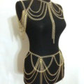 Retro Waist Body Chain Dress Decro Showgirl Necklace Shoulder Chain Jewelry - Gold