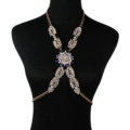 Simple Diamond Flower Pendant Necklace Bikini Beach Dress Decro Body Chain Jewelry - Blue