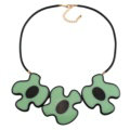 Simple Female Three Flowers Bib Necklace Sweater Chain Dress Decro Jewelry - Green