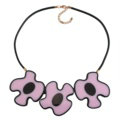 Simple Female Three Flowers Bib Necklace Sweater Chain Dress Decro Jewelry - Pink