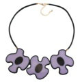 Simple Female Three Flowers Bib Necklace Sweater Chain Dress Decro Jewelry - Purple