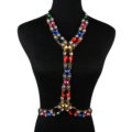 Simple Rhinestone Pendant Bib Necklace Bikini Beach Dress Decro Body Chain Jewelry - Colour