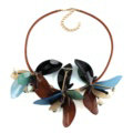 Top Fashion Women Flower Choker Necklace Sweater Chain Dress Decro Jewelry - Blue