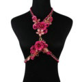 Women Trend Crystal Flower Pendant Necklace Bikini Beach Dress Decro Body Chain - Rose