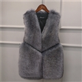Cheap Cute Elegant Faux Fox Fur Vest Fashion Women Overcoat - Gray