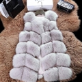 Cheap Winter Diamond Faux Fox Fur Vest Fashion Women Waistcoat - Grey