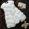 Cheap Winter Diamond Faux Fox Fur Vest Fashion Women Waistcoat - White