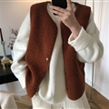 Cheap Winter Elegant Faux Lamb Fur Vest Fashion Women Waistcoat - Caramel