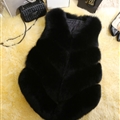 Cute Elegant Faux Fox Fur Vest Fashion Women Overcoat - Black