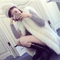 Elegant Genuine Real Fox Fur Vest Fashion Women Medium-long With Belt Fur Waistcoat - White