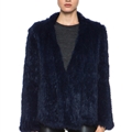 Furry Elegant Faux Rabbit Fur Vest Fashion Women Overcoat - Blue