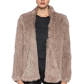 Furry Elegant Faux Rabbit Fur Vest Fashion Women Overcoat - Brown