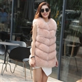 Imported Furry Real Fox Fur Vest Fashion Women Overcoat - Pink
