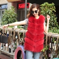 Imported Furry Real Fox Fur Vest Fashion Women Overcoat - Red