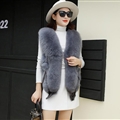 Luxury Winter Elegant Real Fox Fur Vest Fashion Women Overcoat - Grey