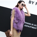 Luxury Winter Elegant Real Fox Fur Vest Fashion Women Overcoat - Purple