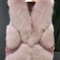 Popular Winter Short Furry Real Fox Fur Vest Fashion Women Waistcoat - Pink