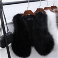 Pretty Winter Elegant Faux Lady Fur Vest Fashion Women Overcoat - Black