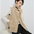 Pretty Winter Elegant Faux Lamb Fur Vest Fashion Women Overcoat - Beige
