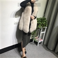 Pretty Winter Elegant Real Fox Fur Vest Fashion Women Overcoat - Apricot