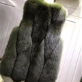 Pretty Winter Elegant Real Fox Fur Vest Fashion Women Overcoat - Green