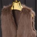 Super Cute Elegant Faux Fox Fur Vest Fashion Women Overcoat - Brown