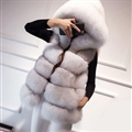 Unique Cute Elegant Faux Fox Fur Vest Fashion Women Overcoat - Grey 01