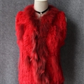 Unique Winter Elegant Faux Rabbit Fur Vest Fashion Women Waistcoat - Red