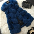 Warm Elegant Faux Fox Fur Vest Fashion Women Overcoat - Blue 02