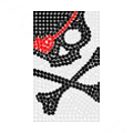 Skull Bone Crystal Bling Diamond Rhinestone Jewellery stickers for mobile phone cases covers - Black Red