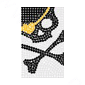 Skull Bone Crystal Bling Diamond Rhinestone Jewellery stickers for mobile phone cases covers - Black Yellow