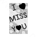 I MISS YOU Crystal Bling Diamond Rhinestone Jewellery stickers for mobile phone cases covers - Black White