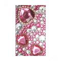 Heart love 3D Crystal Bling Diamond Rhinestone Jewellery stickers for mobile phone cases covers - Pink