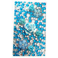 7 Flower 3D Crystal Bling Diamond Rhinestone Jewellery stickers for mobile phone cases covers - Blue