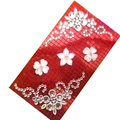 Flower 3 Crystal Bling Diamond Rhinestone Jewellery stickers for mobile phone cases covers - Red