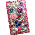 Flower 3D Crystal Bling Diamond Rhinestone Jewellery stickers for mobile phone cases covers - Pearl
