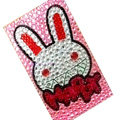 Happy Rabbit Crystal Bling Diamond Rhinestone Jewellery stickers for mobile phone cases covers - Pink