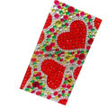 Two heart Crystal Bling Diamond Rhinestone Jewellery stickers for mobile phone cases covers - Red