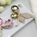 Bling Butterfly Alloy Metal Rhinestone Crystal DIY Phone Case Cover Deco Kit - Champagne