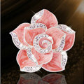 Bling Camellia Flower Alloy Rhinestone Crystal DIY Phone Cover Case Deco Kit - Pink