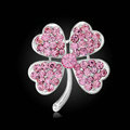 Bling Leaf Clover Alloy Rhinestone Crystal DIY Phone Case Cover Deco Kit 33*35mm - Pink